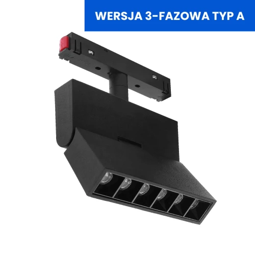 Lampa z diodami do szyn magnetycznych łamana 6W 4000K DDCX-GDZD6 - TYP A WERSJA 3-FAZOWA