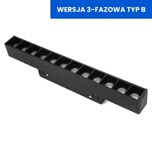 Lampa z diodami do szyn magnetycznych 12W 3000K DDCX-GS12-220 - TYP B WERSJA -FAZOWA