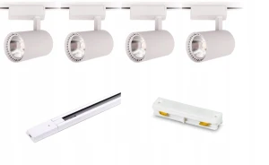 Zestaw 4x lampa na szynę BIAŁA 30W 3000K + szyna 3 m 