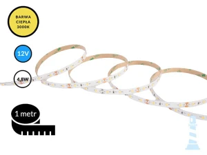 1mb / TAŚMA LED 12V / SMD / 4,8W / 60LED / IP20 / 3000K / 104lm/W / 8mm