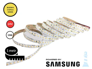 1mb / TAŚMA LED 2835 / 15W / 24V / IP20 / 140LED/m / CIEPŁA / 3000K / powered by SAMSUNG / RA>90