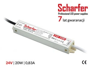 Zasilacz wodoszczelny Scharfer SCH-20-24 / IP67 / 24V / 0,83A / 20W