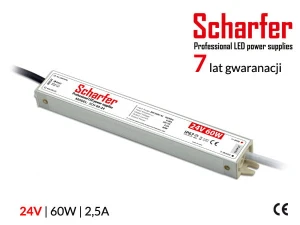 Zasilacz wodoszczelny Scharfer SCH-60-24 / IP67 / 24V / 2,5A / 60W