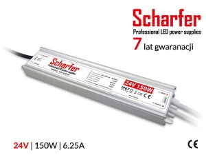 Zasilacz wodoszczelny Scharfer SCH-150-24 / IP67 / 24V / 6,25A / 150W