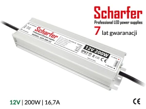 Zasilacz wodoszczelny Scharfer SCH-200-12 / IP67 / 12V / 16,7A / 200W