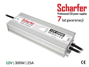 Zasilacz wodoszczelny Scharfer SCH-300-12 / IP67 / 12V / 25A / 300W