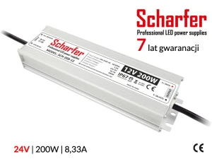 Zasilacz wodoszczelny Scharfer SCH-200-24 / IP67 / 24V / 8,33A / 200W