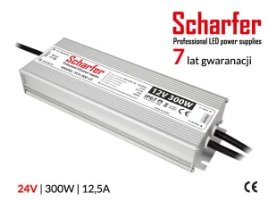 Zasilacz wodoszczelny Scharfer SCH-300-24 / IP67 / 24V / 12,5A / 300W