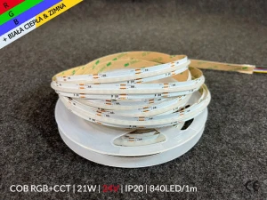 5mb / TAŚMA LED 24V / COB / 21W / 840 LED / IP20 / RGB+CCT / 5m / 12mm