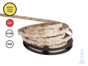 TAŚMA LED 24V / SMD / 19,2W / 240LED / IP20 / 3000K / 94lm/W / 5m / 10mm