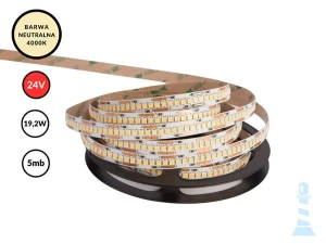 TAŚMA LED 24V / SMD / 19,2W / 240LED / IP20 / 4000K / 94lm/W / 5m / 10mm