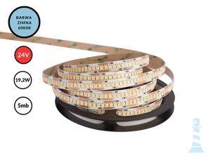 TAŚMA LED 24V / SMD / 19,2W / 240LED / IP20 / 6000K / 94lm/W / 5m / 10mm