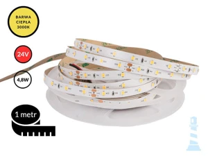 1mb / TAŚMA LED 24V / SMD / 4,8W / 60LED / IP20 / 3000K / 104lm/W / 8mm