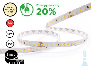 1mb / TAŚMA LED 24V / SMD / 7,2W / 128LED / IP20 / 4000K / 140lm/W / 10mm