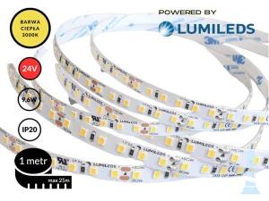 1mb / TAŚMA LED 2835 / 9,6W / 24V / IP20 / 120LED/m / 3000K / LUMILEDS / RA>90 / 8mm