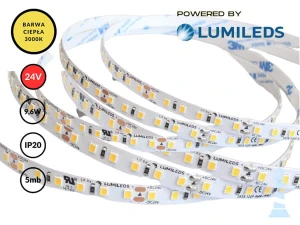 5mb / TAŚMA LED 2835 / 9,6W / 24V / IP20 / 120LED/m / 3000K / LUMILEDS / RA>90 / 8mm