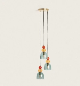 Lampa Wisząca z Metalu i Szkła Tri Baudelaire E14  zielona