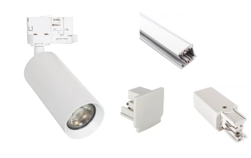 Zestaw 4 lampy 3-Fazowe białe LONG 2 + 2m szyna