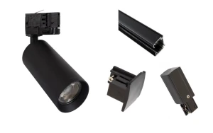Zestaw 4 lampy 3-Fazowe czarne LONG 2 + 2m szyna
